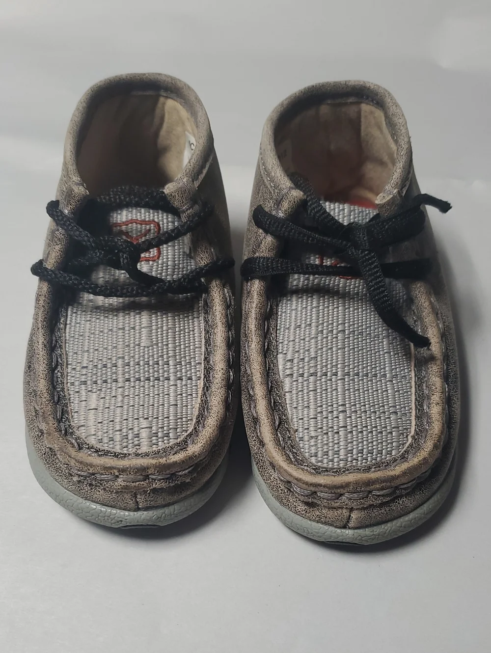 Kids Twisted X Grey Leather Chukka Driving Moccasin Shoes Size 8 Comfort